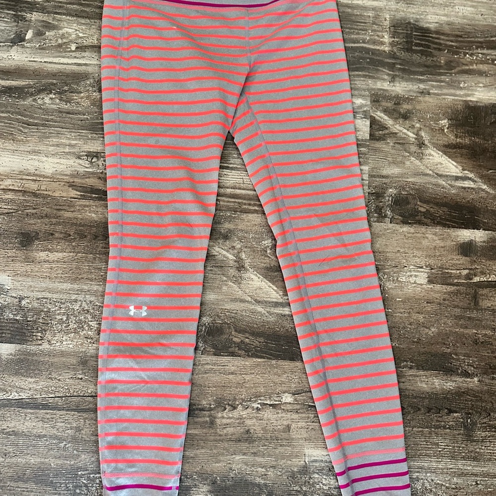 Under Armour  Leggings - Gray and Pink Stripes